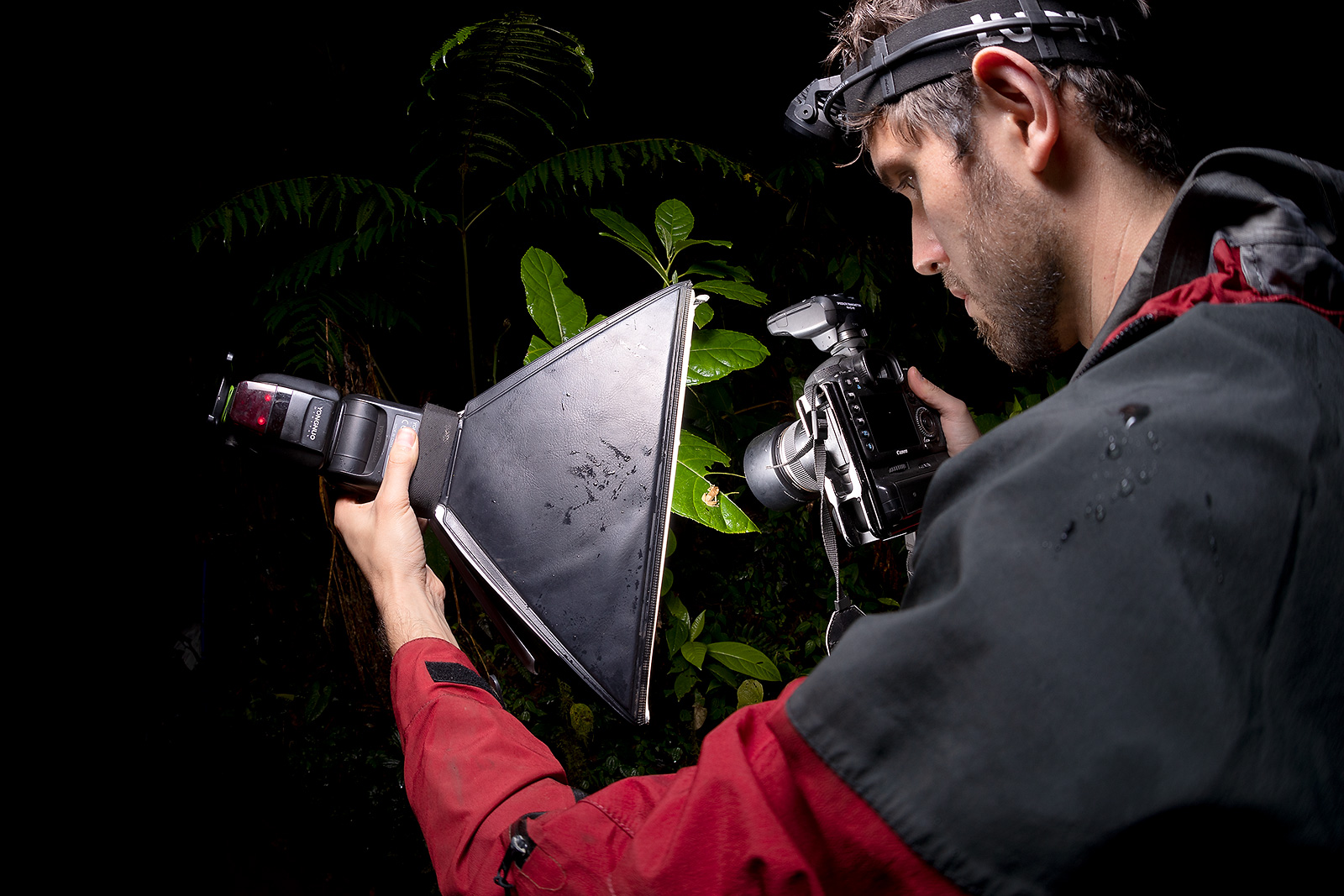 Behind-the-scenes image of photographer Alejandro Arteaga using the Canon 60mm Macro Lens